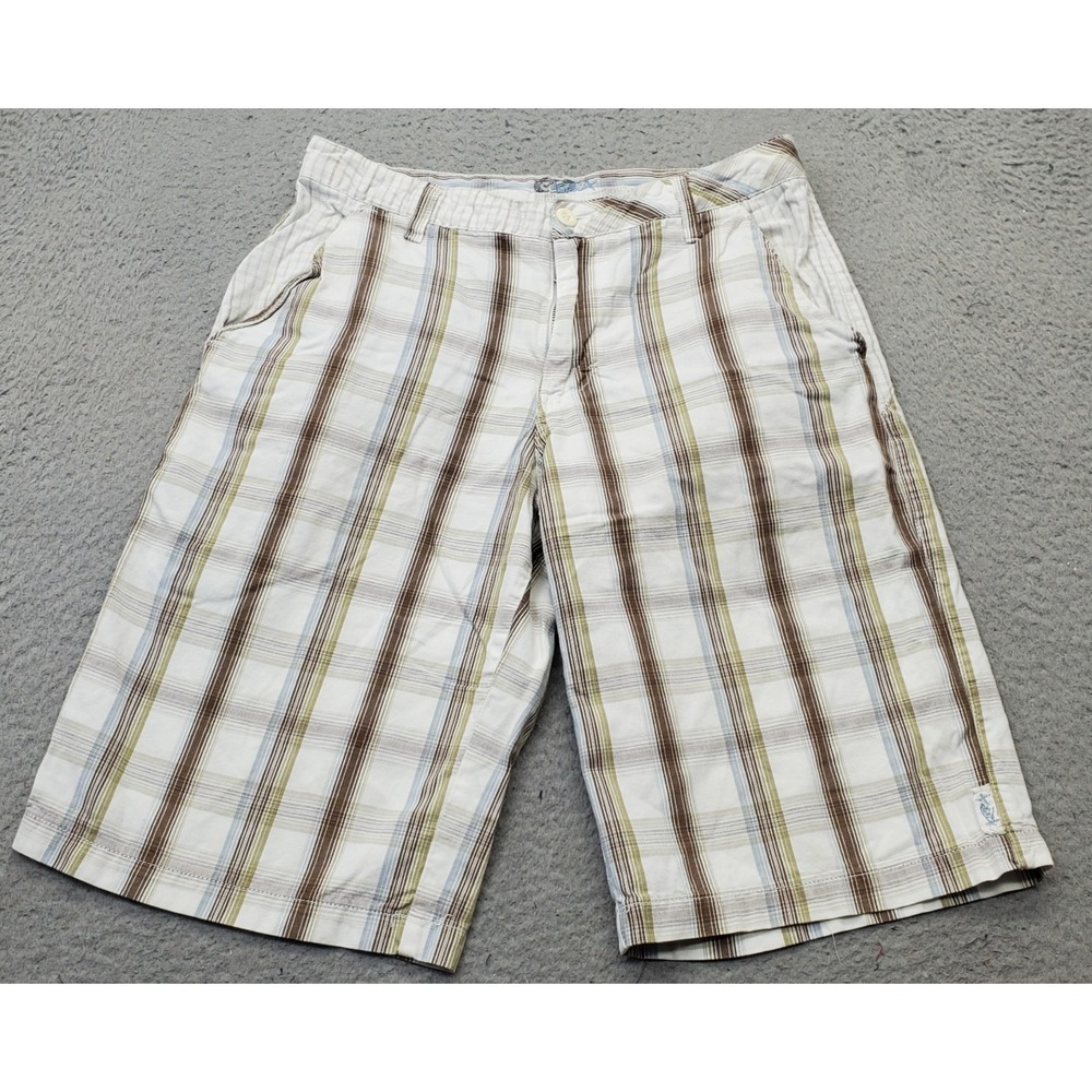 Kirra Chino Shorts Mens 31 Multicolor Plaid Comfort Fit Slash Pockets Flat Front